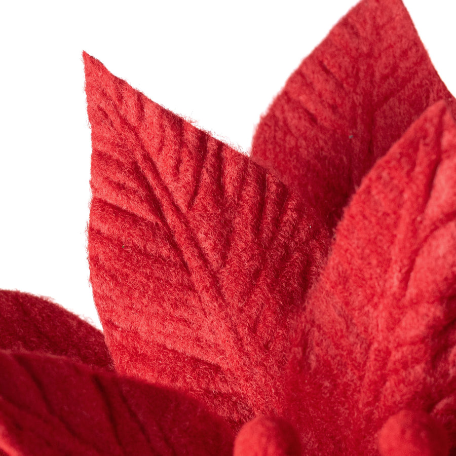 11" x 20" Felt Poinsettia Stem: Red