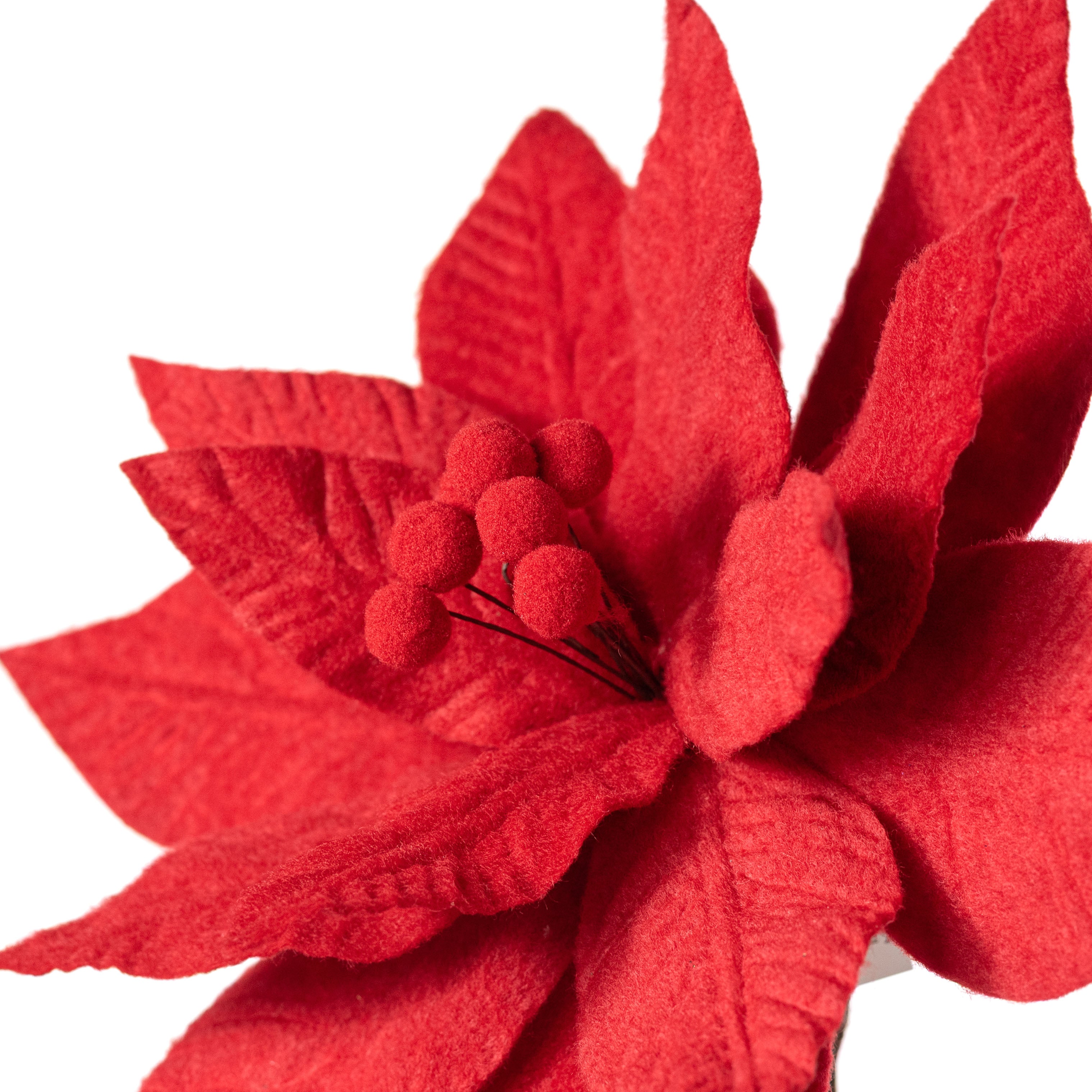 11" x 20" Felt Poinsettia Stem: Red