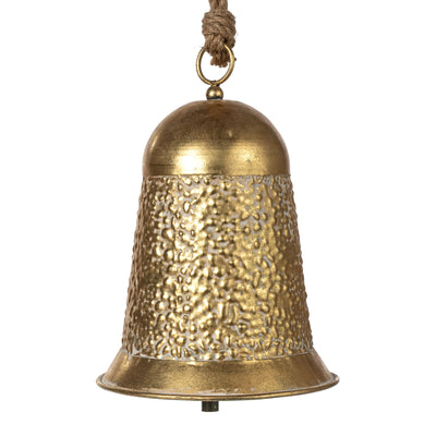 10.5" Hammered Metal Bell Ornament: Gold