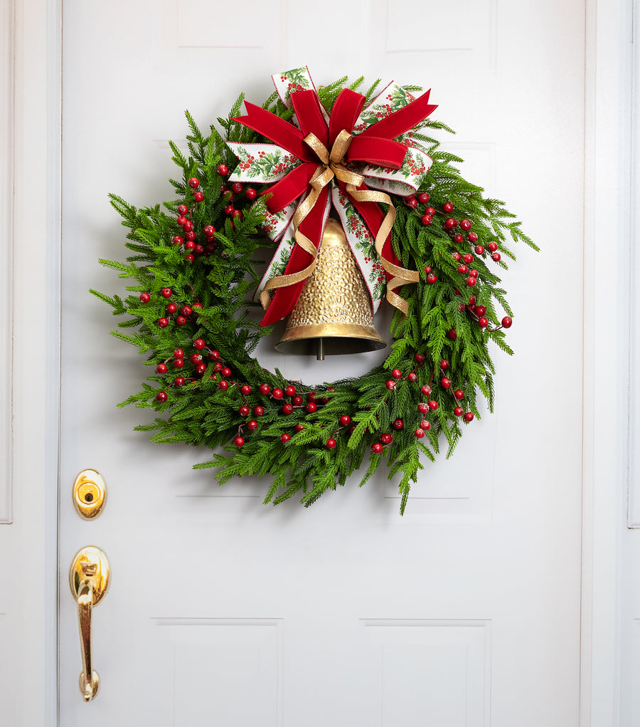 10.5" Hammered Metal Bell Ornament: Gold