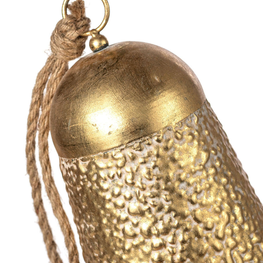 10.5" Hammered Metal Bell Ornament: Gold