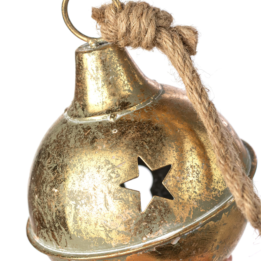 5.5" x 8" Vintage Jingle Bell Ornament: Antique Gold