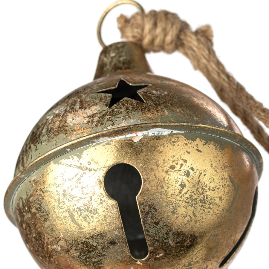 5.5" x 8" Vintage Jingle Bell Ornament: Antique Gold