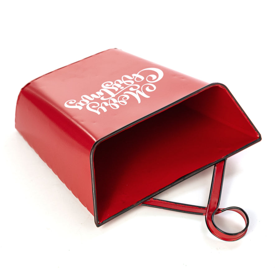 12" Metal Merry Christmas Mailbox Basket Hanger: Red