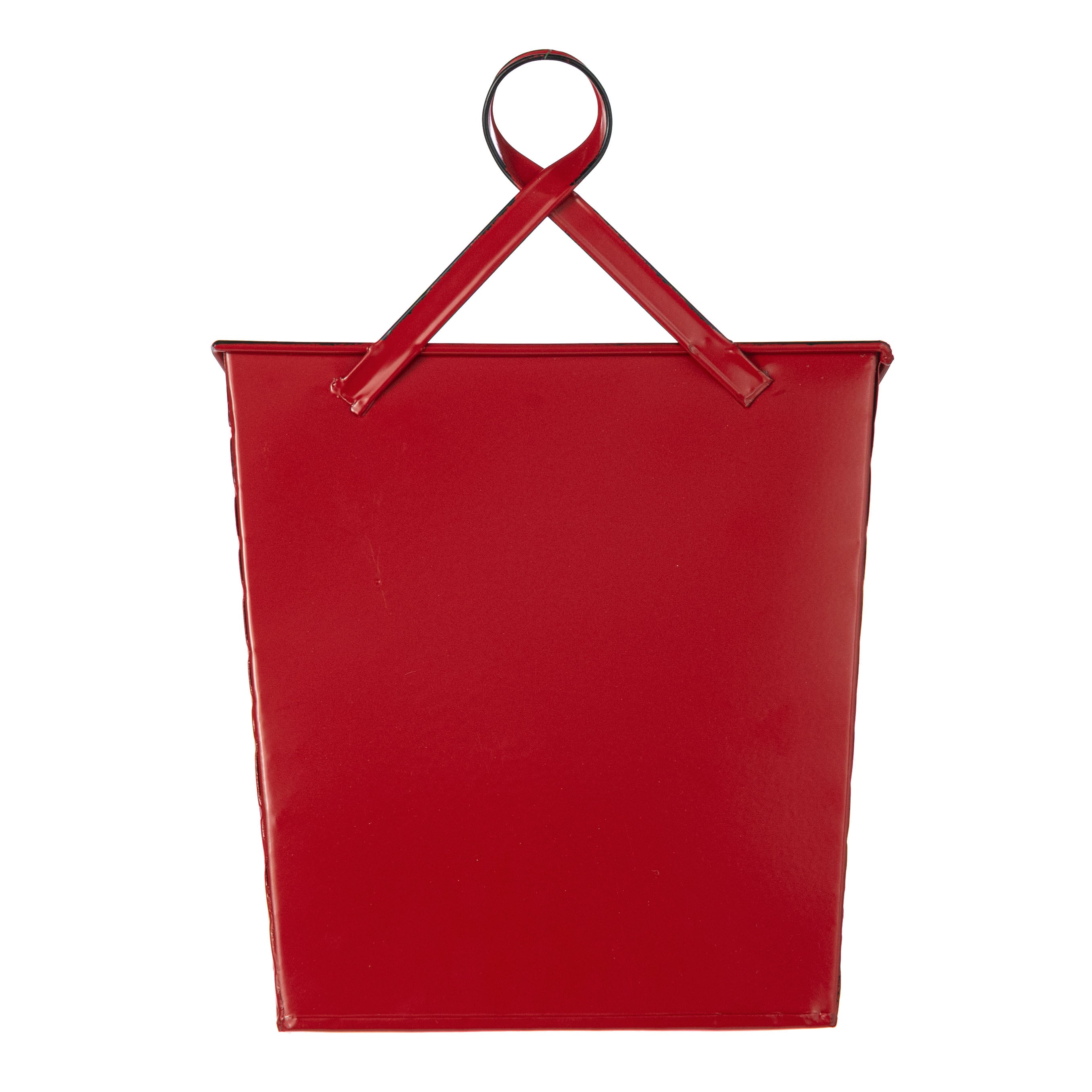 12" Metal Merry Christmas Mailbox Basket Hanger: Red