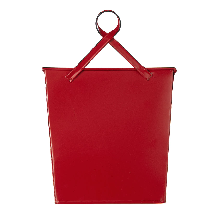 12" Metal Merry Christmas Mailbox Basket Hanger: Red