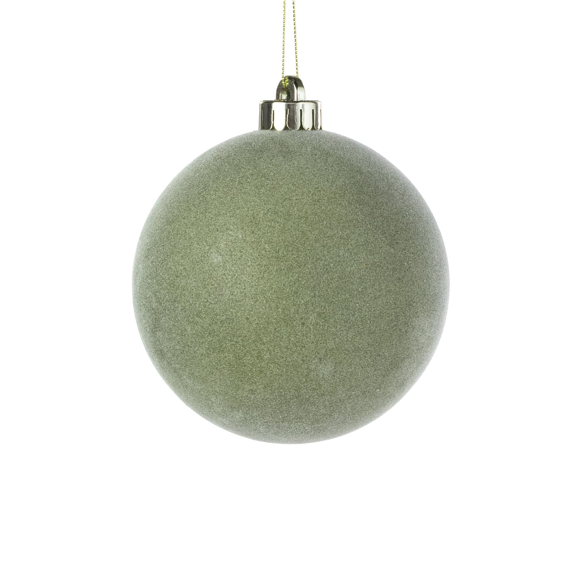 4.75" Smooth Flocked Ball Ornament: Sage Green