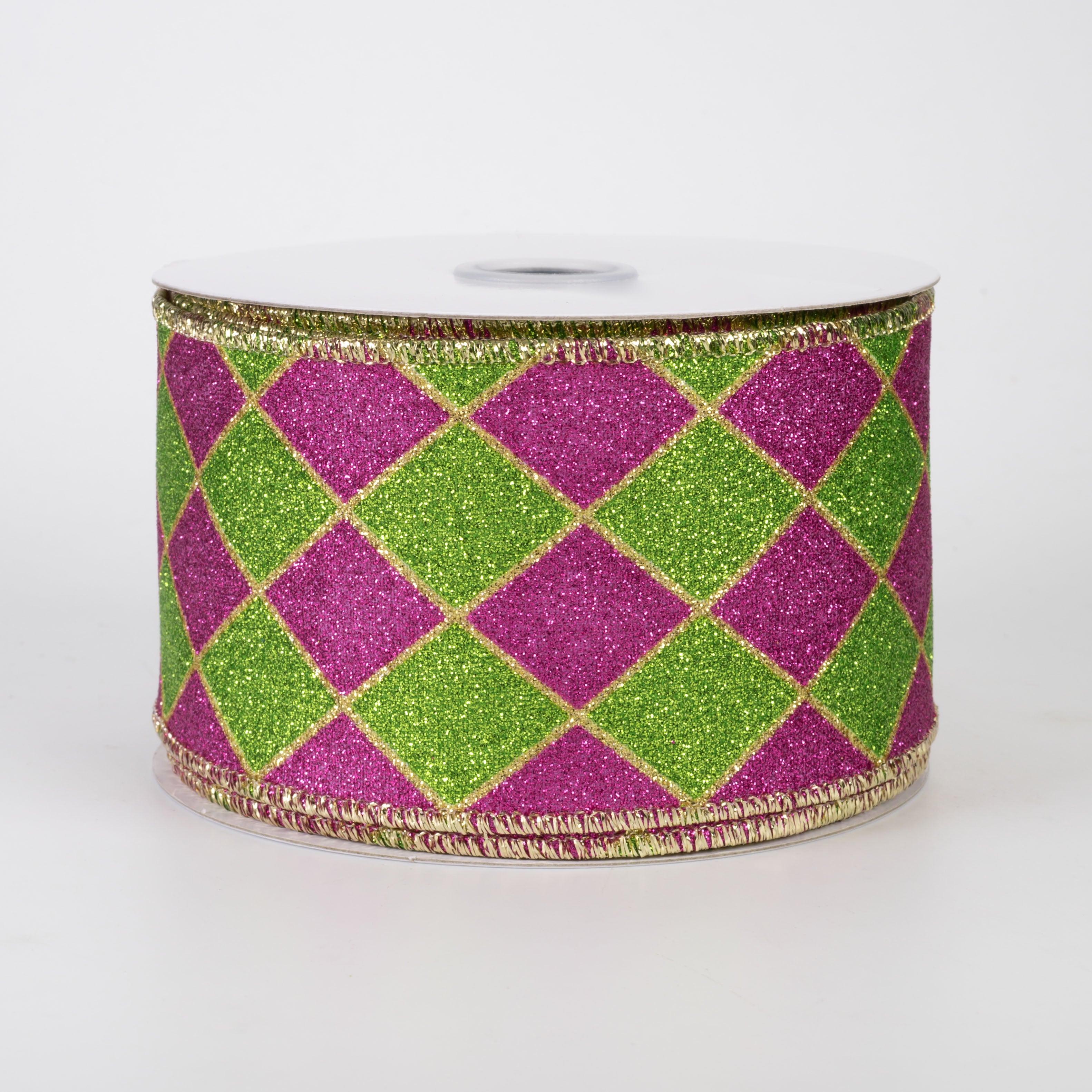 2.5" Glitter Harlequin Ribbon: Mardi Gras (10 Yards)