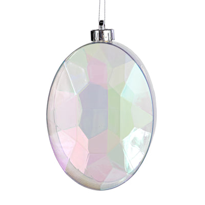 6.5" Oval Gem Ornament: Clear Iridescent