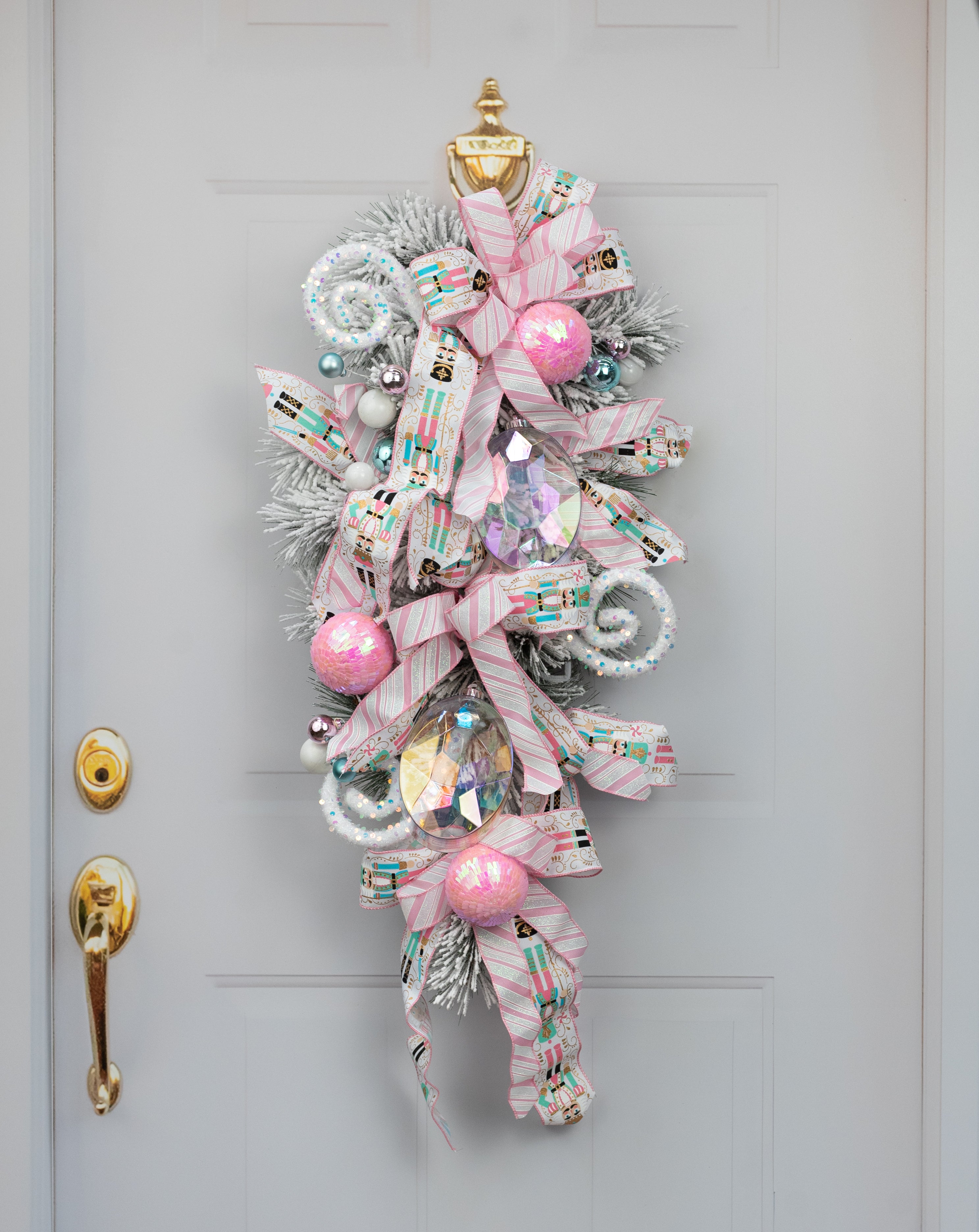 6.5" Oval Gem Ornament: Clear Iridescent