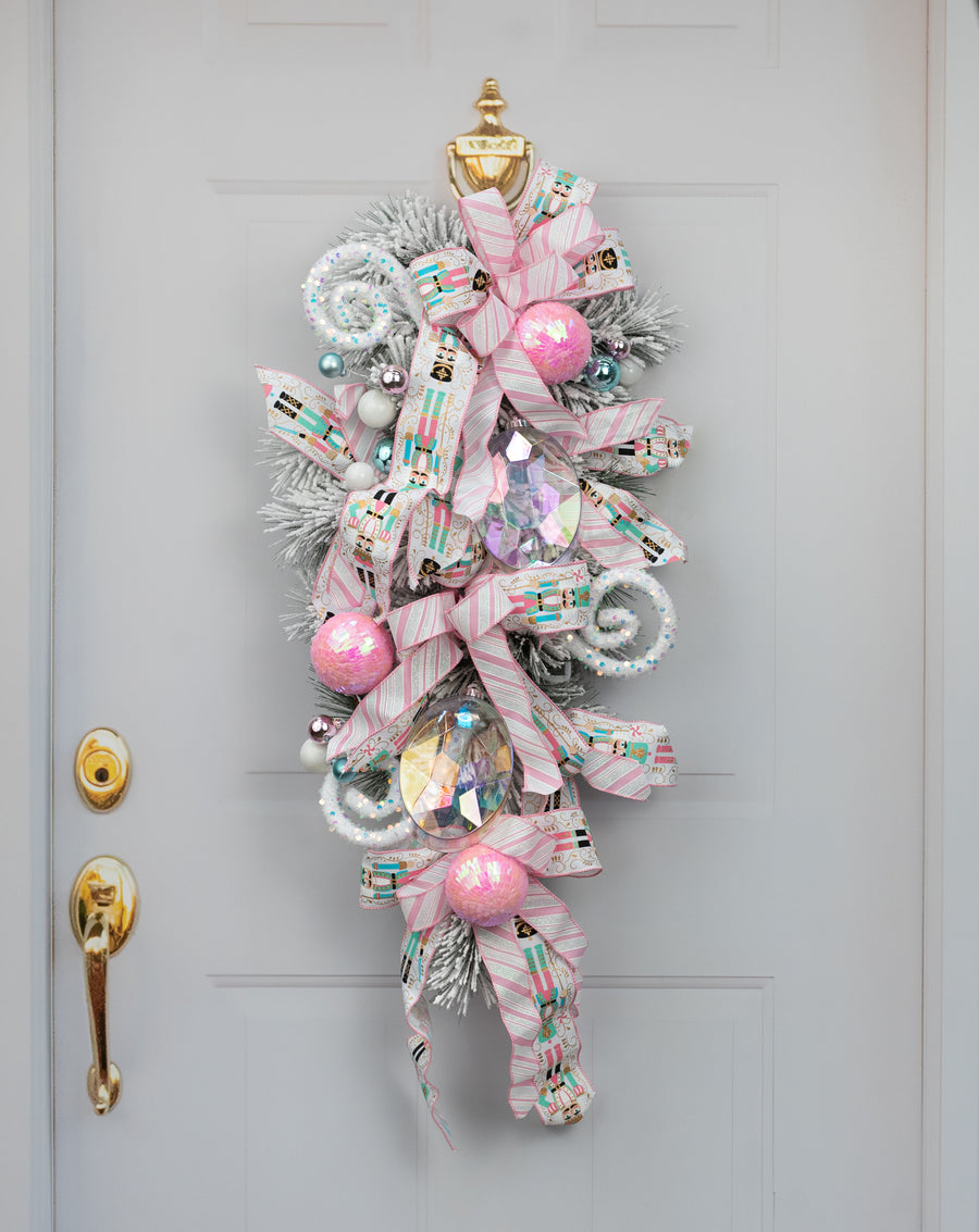 6.5" Oval Gem Ornament: Clear Iridescent