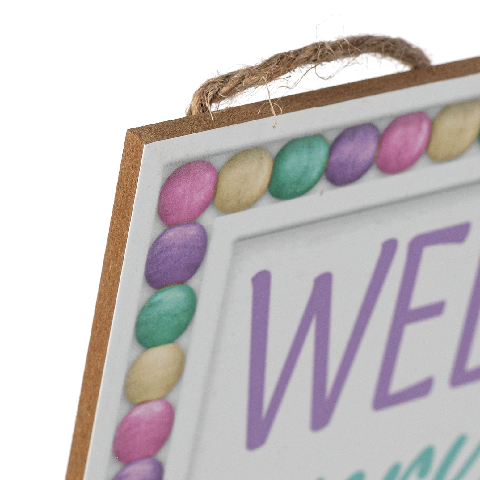 10" Square Wooden Sign: Welcome Every Bunny Candy
