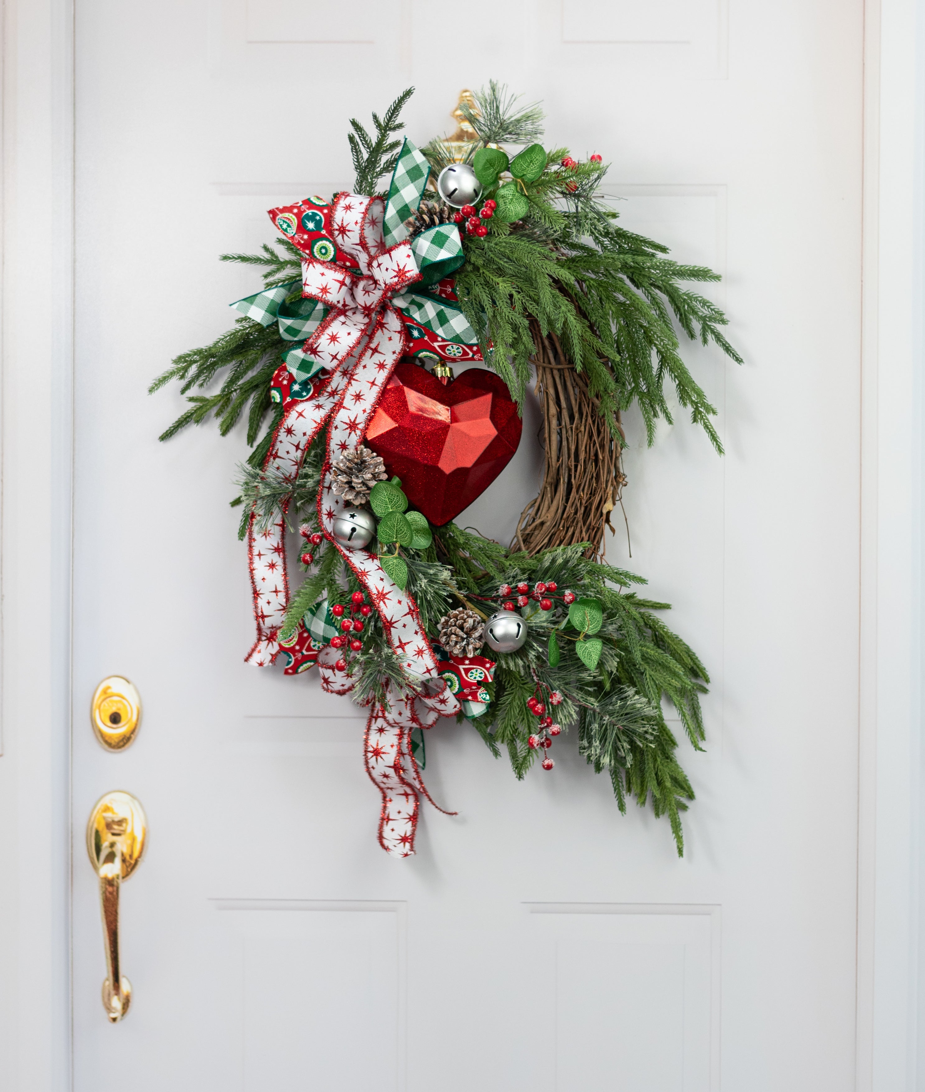 7.25" Heart Gem Ornament: Glitter Inside Red