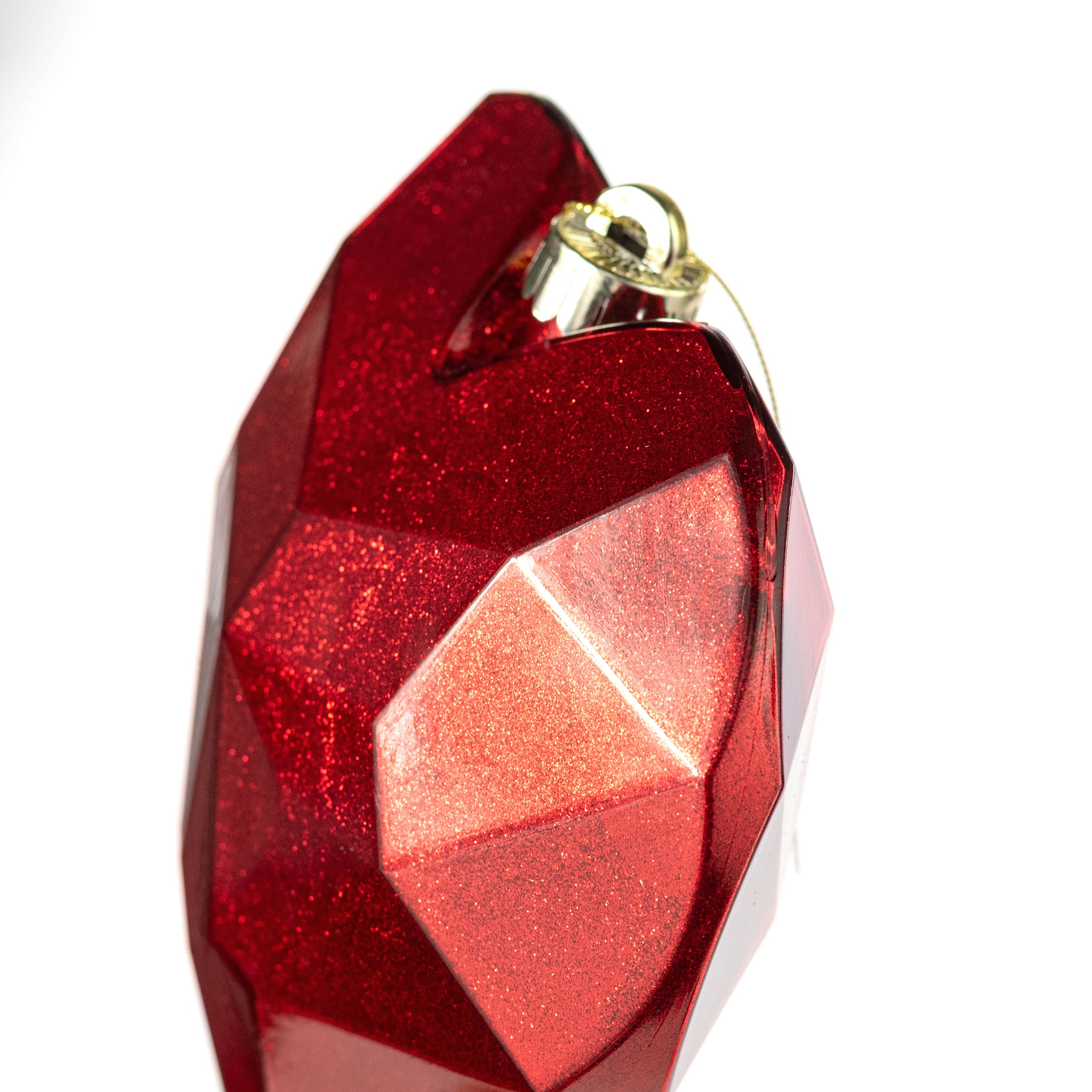 7.25" Heart Gem Ornament: Glitter Inside Red
