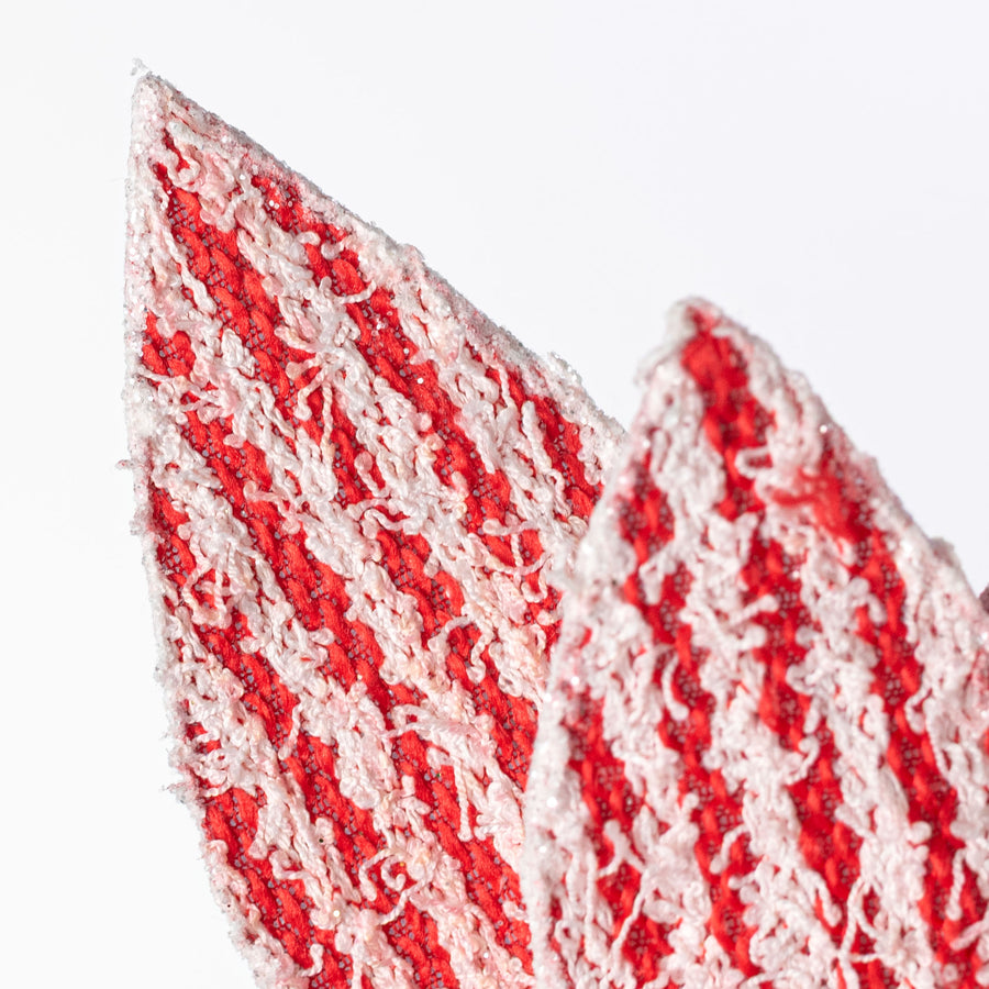 12" x 25" Stripe Fuzzy Fabric Poinsettia Stem: Red & White (10 Yards)