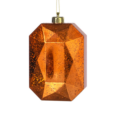 6.25" Antiqued Rectangle Gem Ornament: Mercury Copper Orange