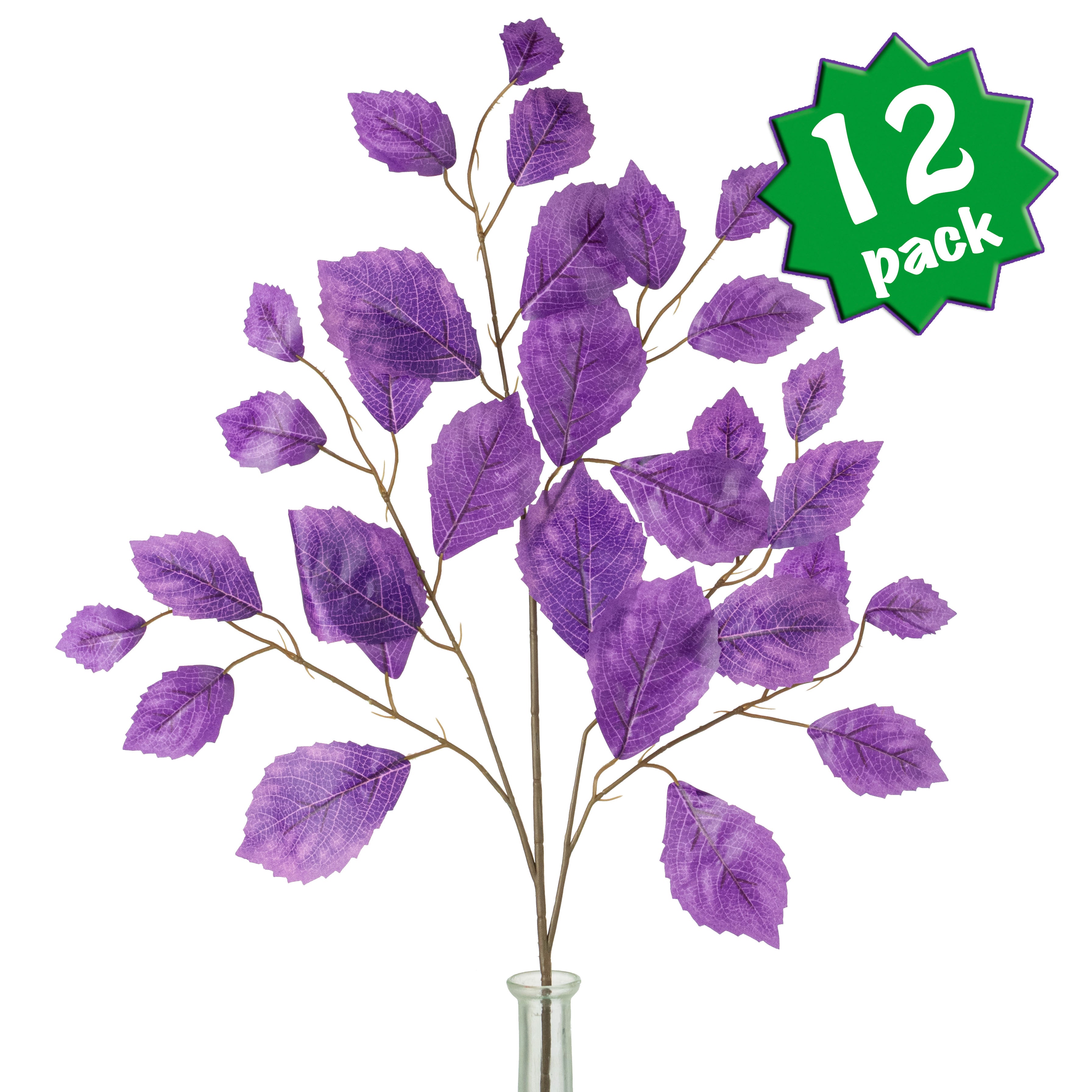 28" Rose Leaf Sprays: Purple (12)