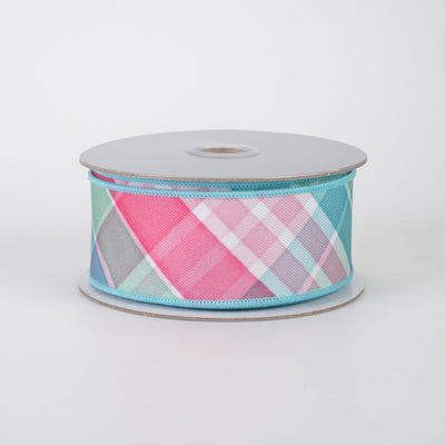 1.5" Deluxe Bold Plaid Ribbon: Teal, Pink & Mint (10 Yards)