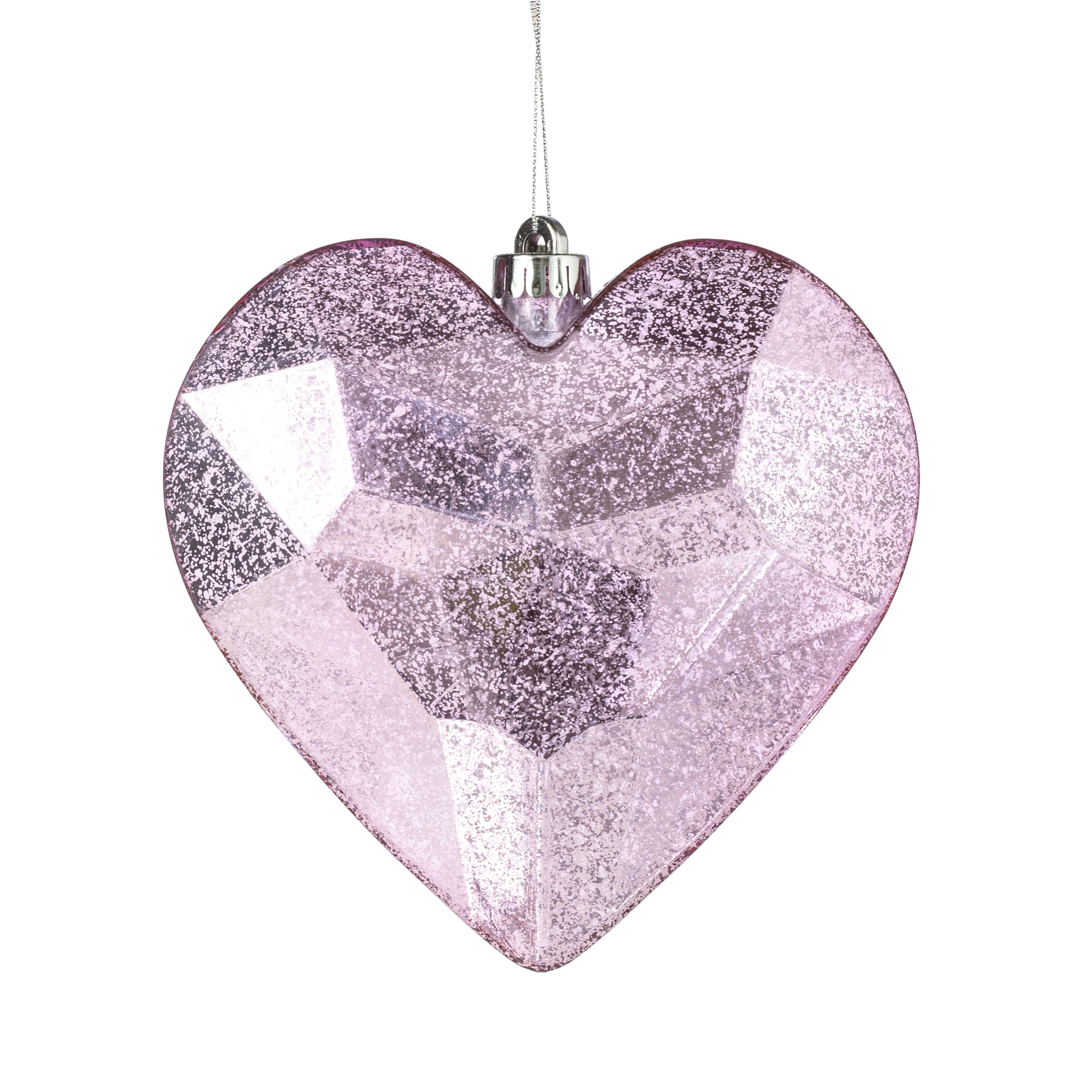 7.25" Antiqued Heart Gem Ornament: Mercury Pink