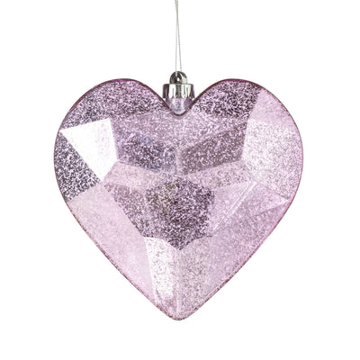 7.25" Antiqued Heart Gem Ornament: Mercury Pink
