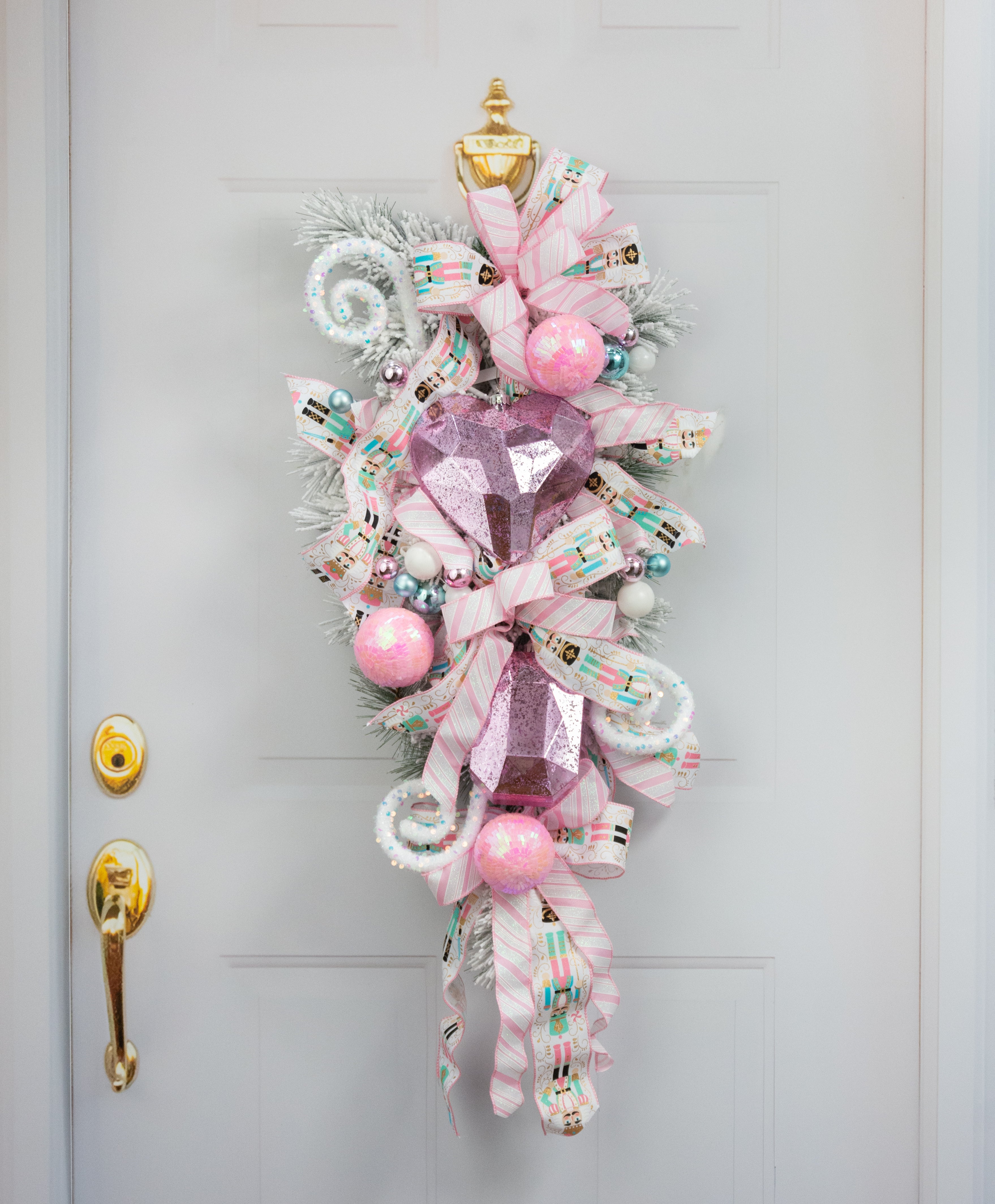 7.25" Antiqued Heart Gem Ornament: Mercury Pink