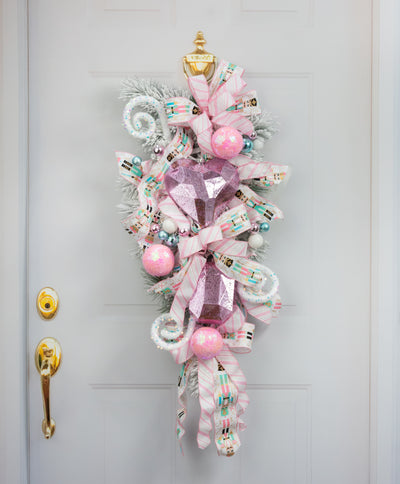 7.25" Antiqued Heart Gem Ornament: Mercury Pink