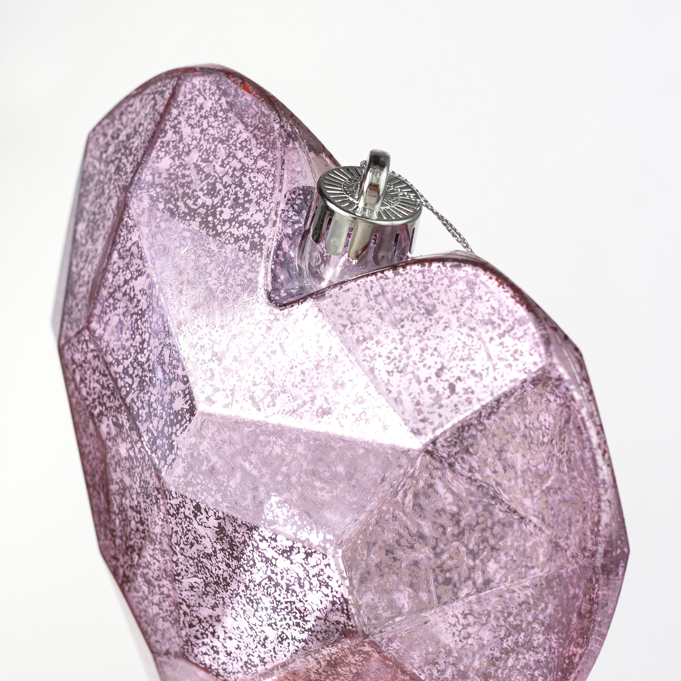 7.25" Antiqued Heart Gem Ornament: Mercury Pink
