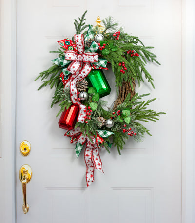 7" Rectangle Gem Ornament: Glitter Inside Emerald Green