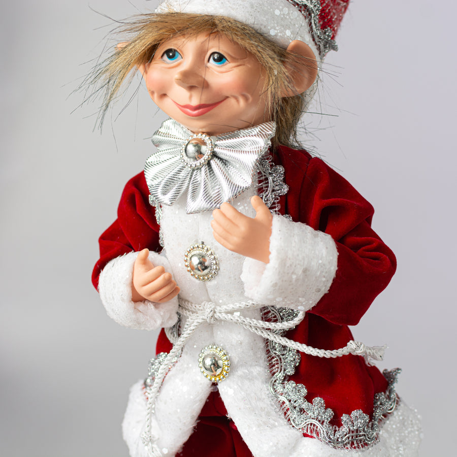 18" Velvet Fur Elf Ornament: Red