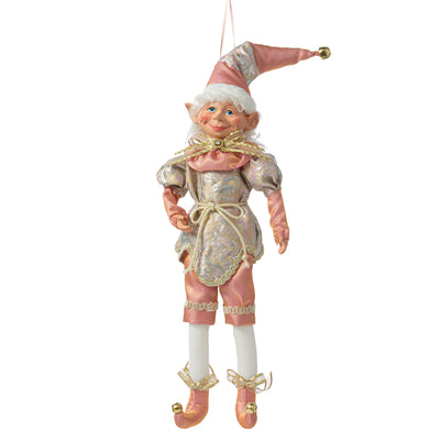 18" Iridescent Brocade Elf Ornament: Pink