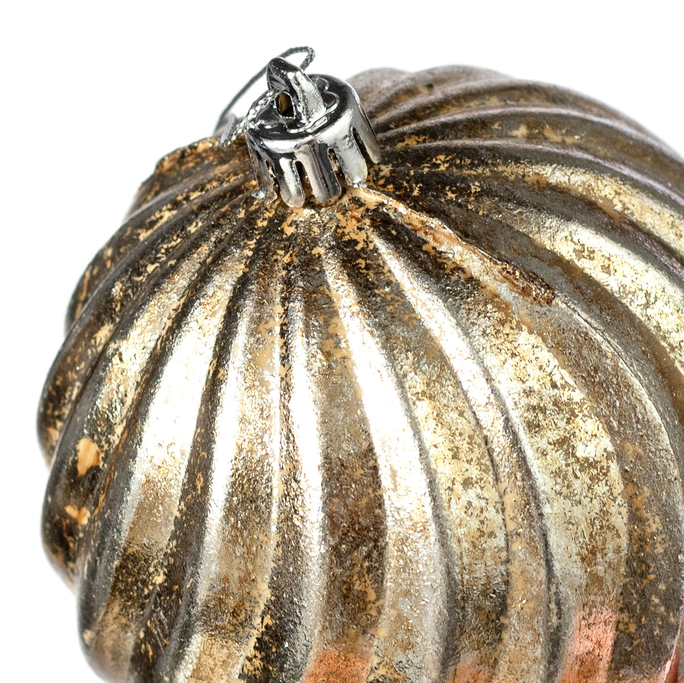 100mm Shatterproof Swirl Ball Ornament: Antique Gold Wash
