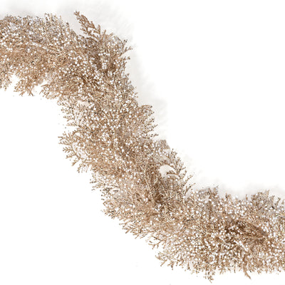 72" Glitter & Snow Cedar Arborvitae Garland: Champagne Gold