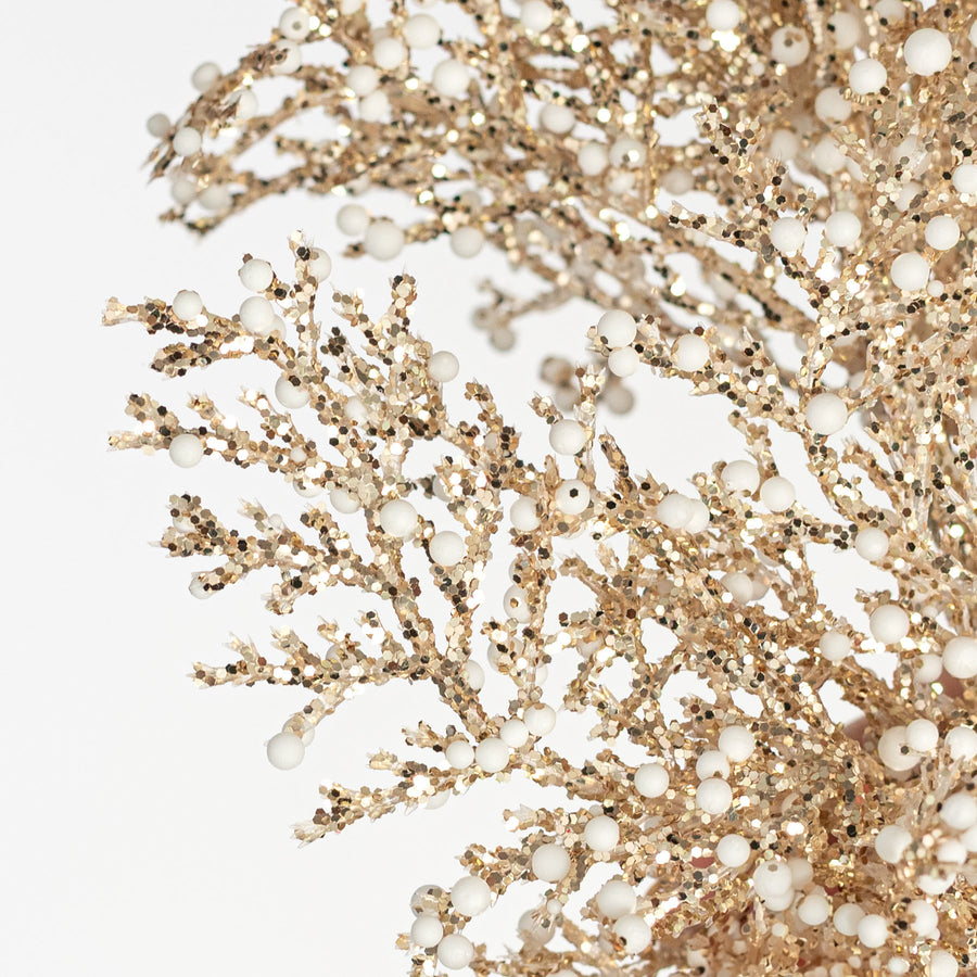 72" Glitter & Snow Cedar Arborvitae Garland: Champagne Gold