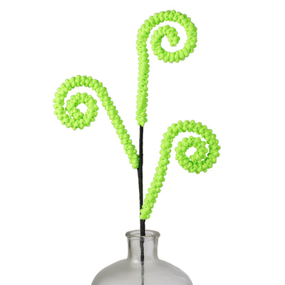 28" Puff Chenille Spiral Curly Spray: Neon Green on Black
