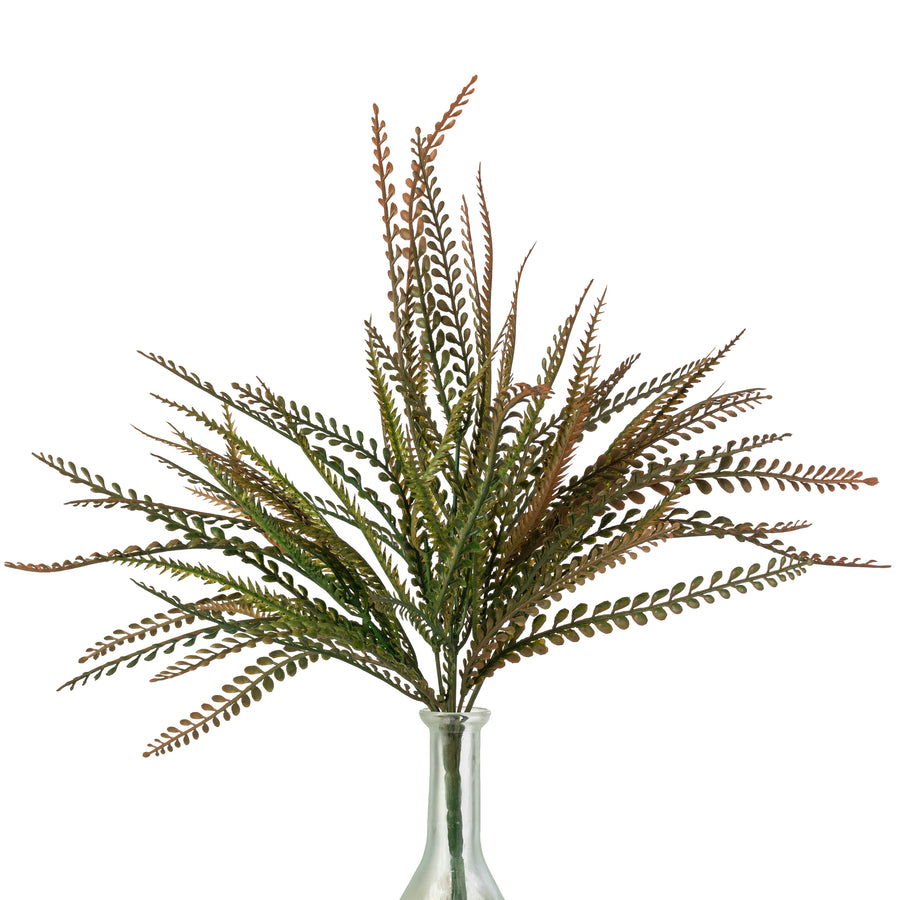 20" Plastic Leaf Button Fern Bush: Sage Green (7 Stem)