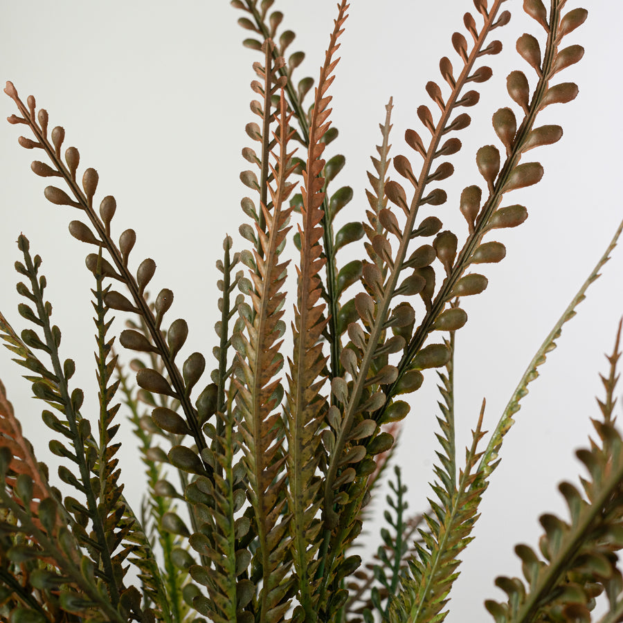 20" Plastic Leaf Button Fern Bush: Sage Green (7 Stem)