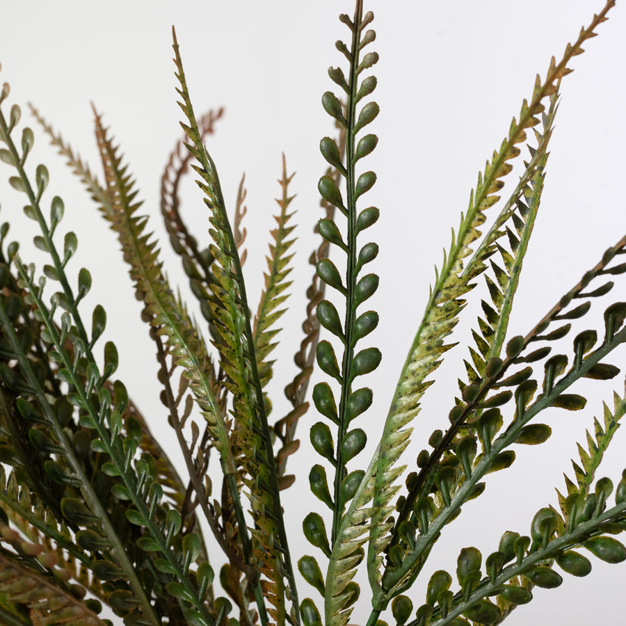 20" Plastic Leaf Button Fern Bush: Sage Green (7 Stem)