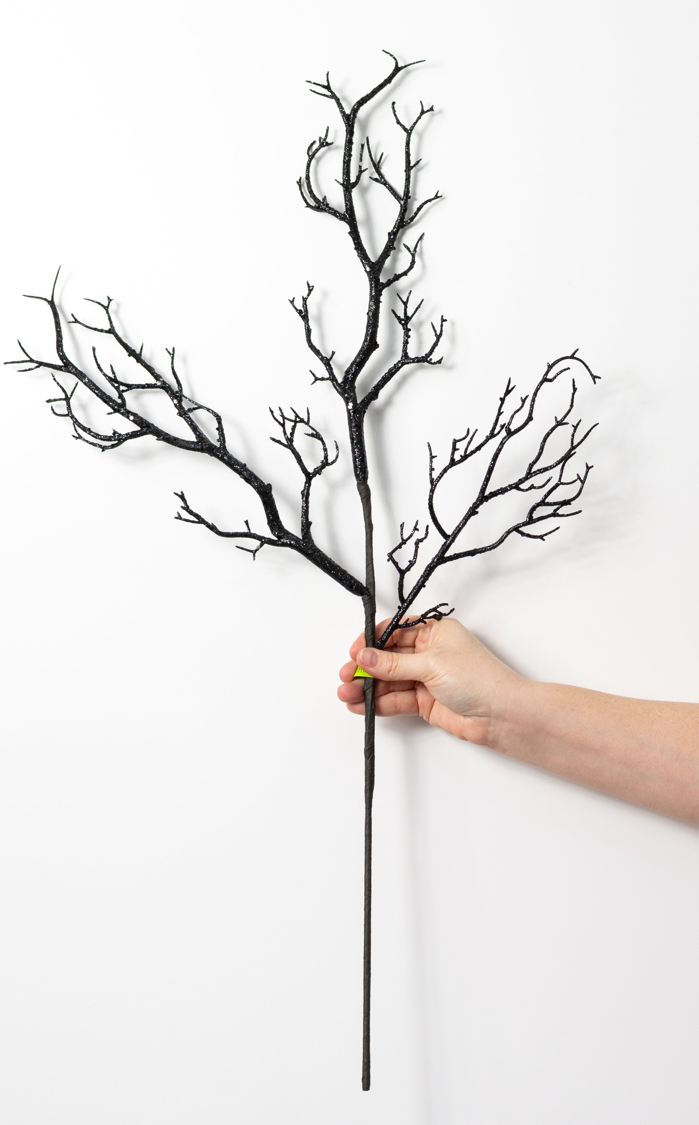 31" Glitter Twig Spray: Black