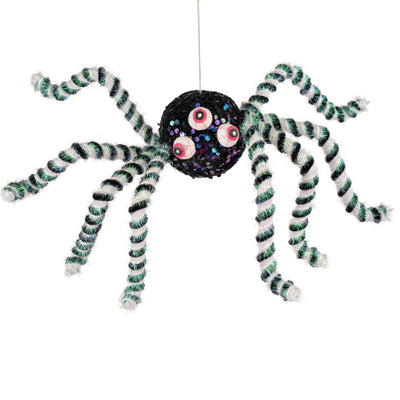 17" Iridescent Sequin Monster Eyes Spider Decor