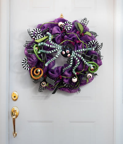 17" Iridescent Sequin Monster Eyes Spider Decor