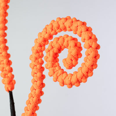 28" Puff Chenille Spiral Curly Spray: Neon Orange on Black