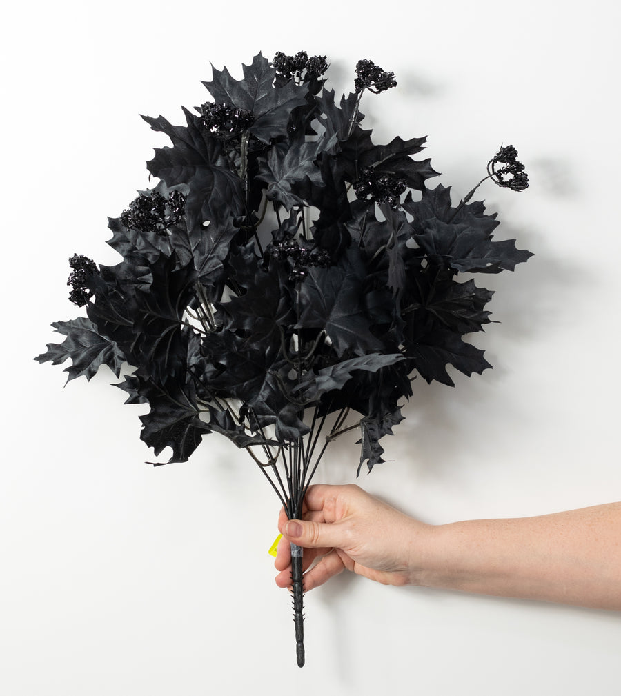 20" Maple Leaves Bush: Black (12 Stem)