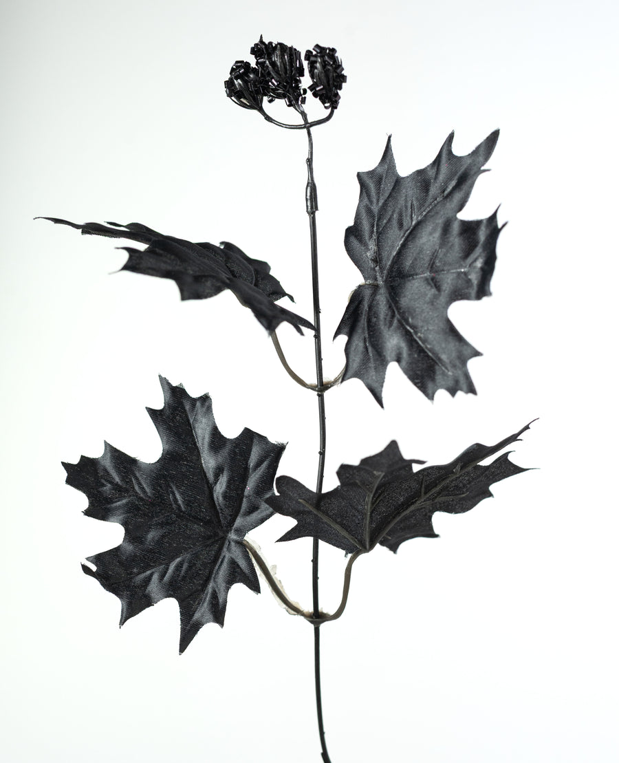 20" Maple Leaves Bush: Black (12 Stem)