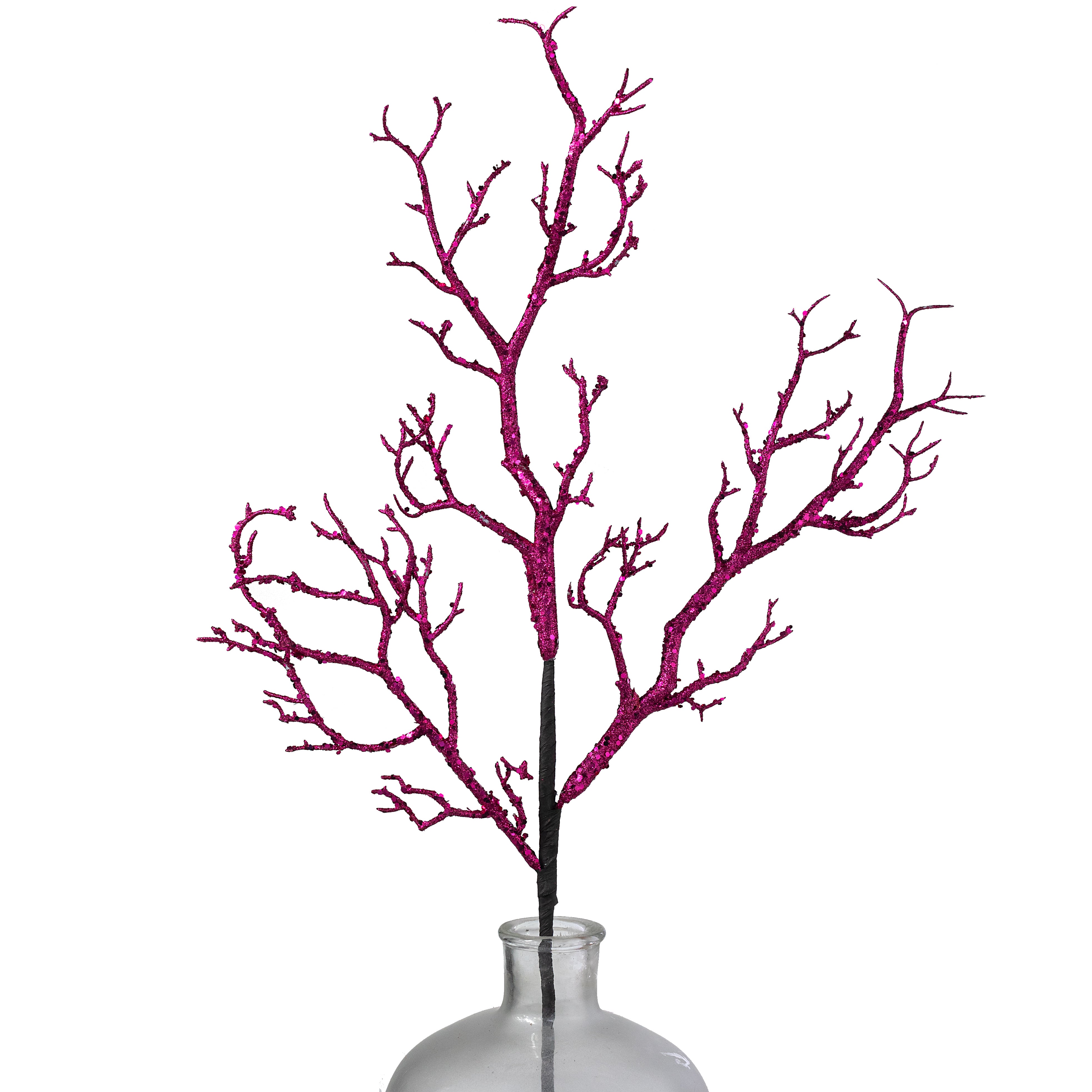 31" Glitter Twig Spray: Fuchsia Hot Pink