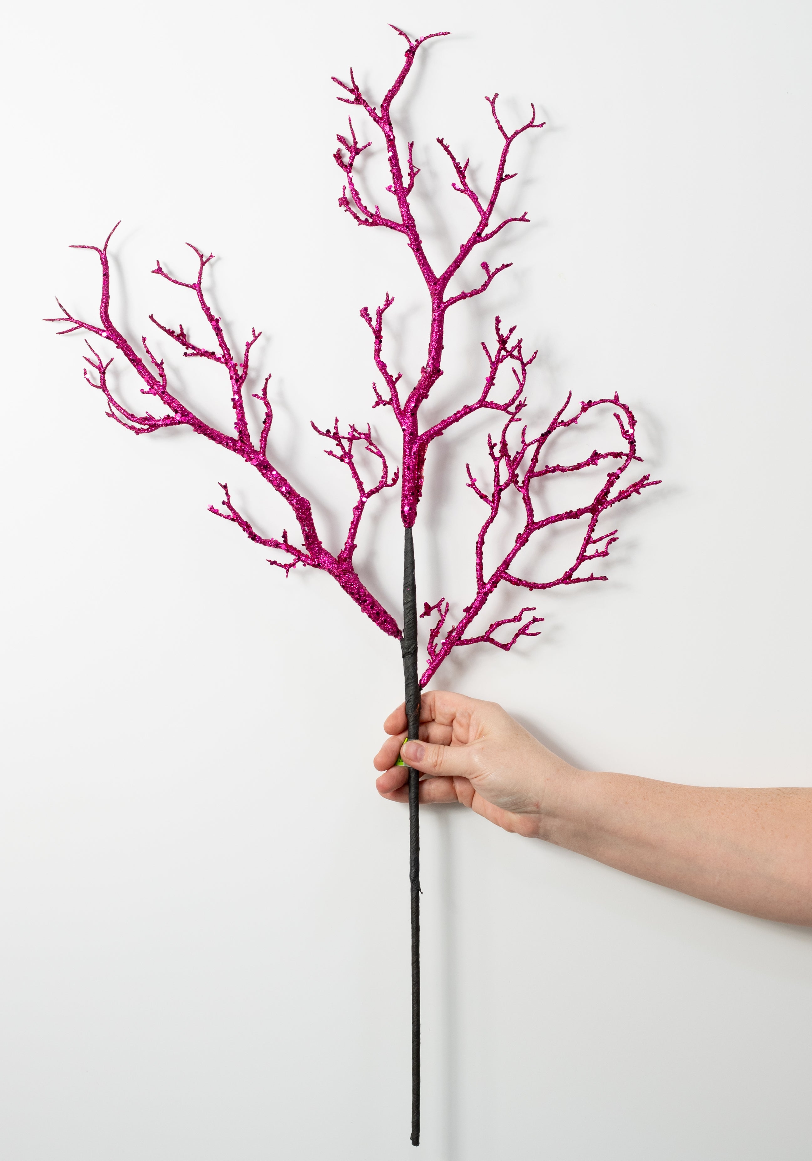 31" Glitter Twig Spray: Fuchsia Hot Pink