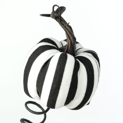 26" Stripe Fabric Pumpkins Spray: Black & White