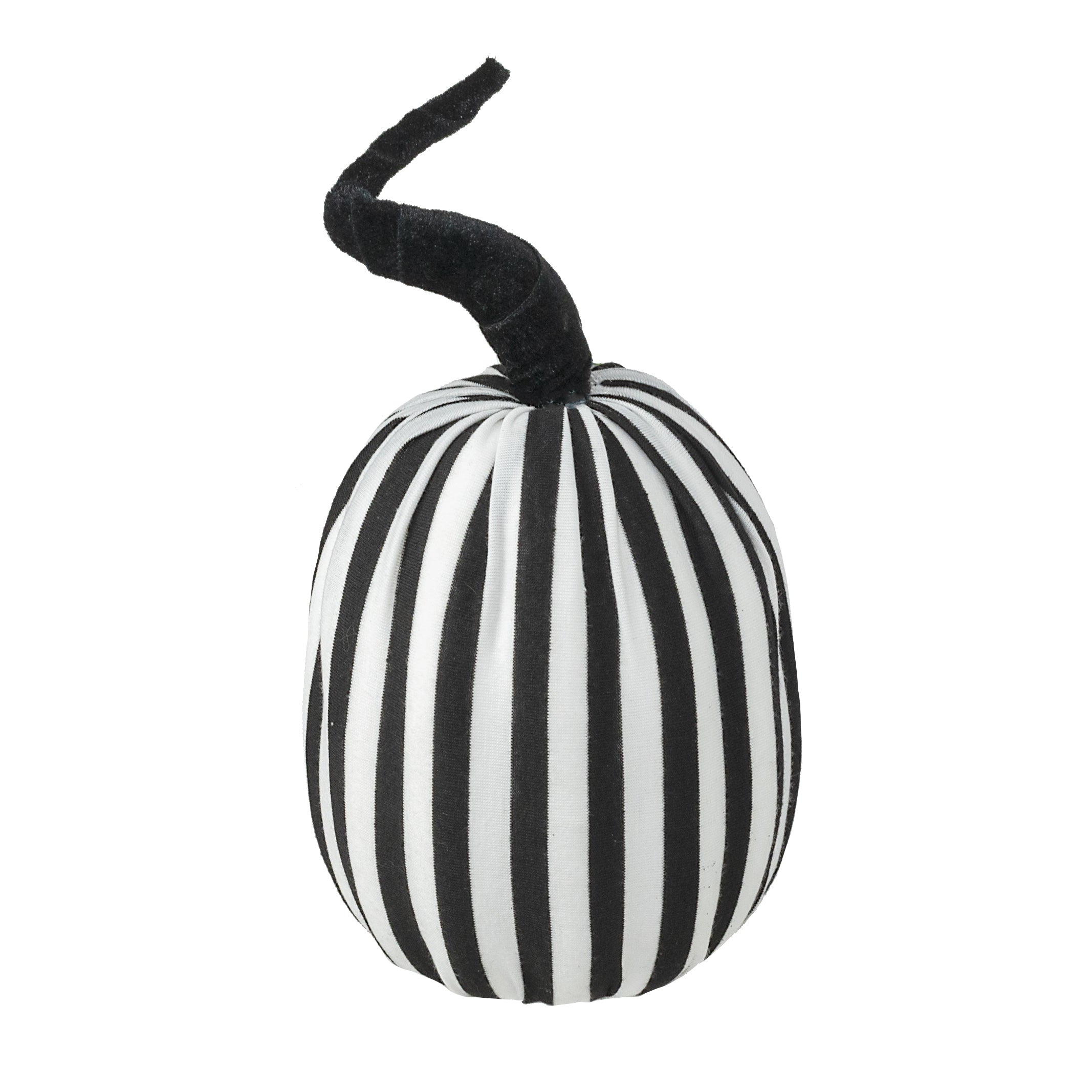 8" Tall Stripe Fabric Pumpkin Decor: Black & White