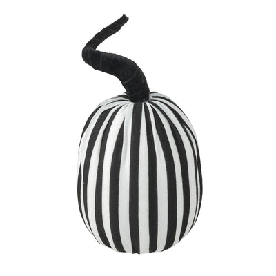 8" Tall Stripe Fabric Pumpkin Decor: Black & White