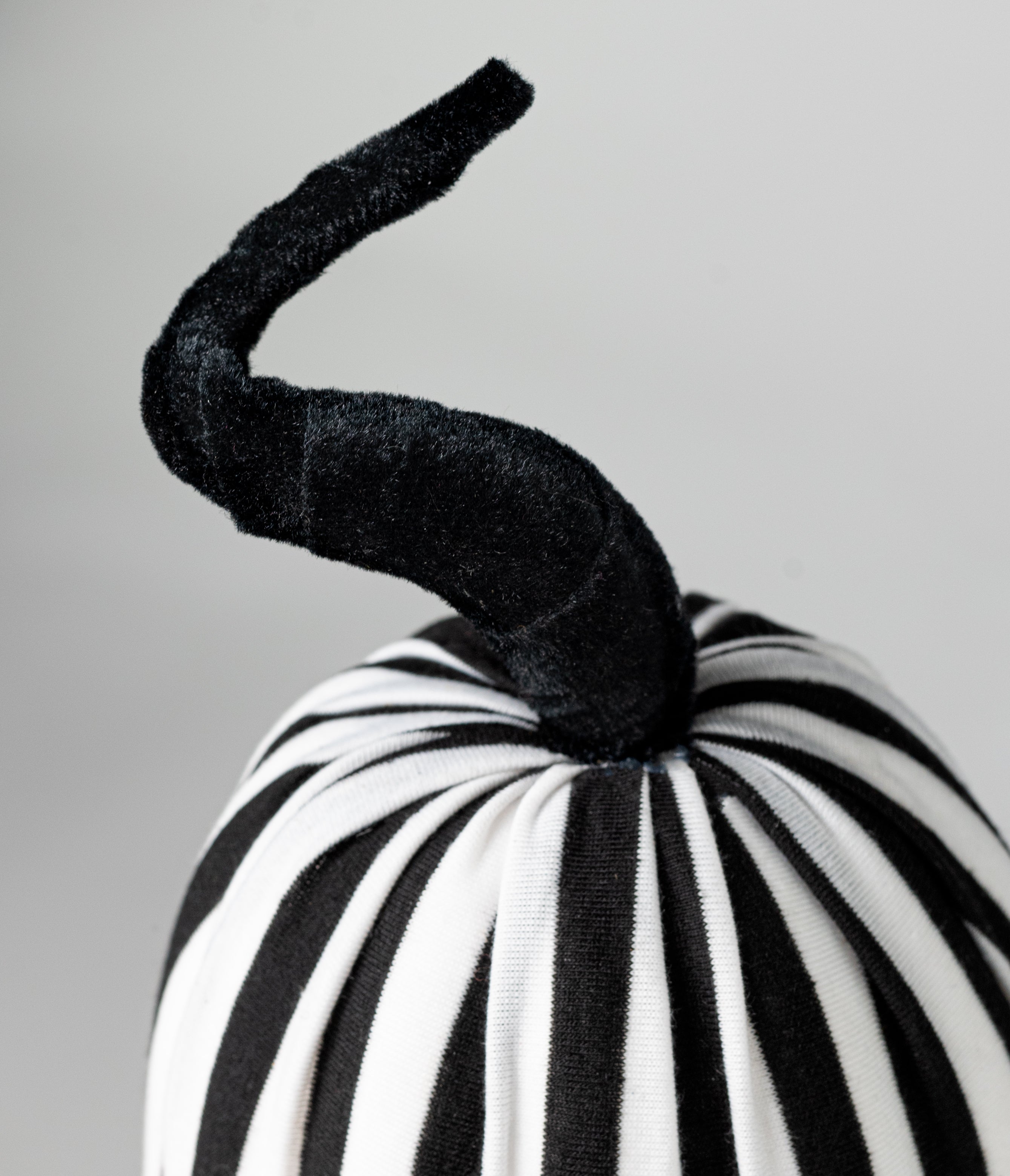 8" Tall Stripe Fabric Pumpkin Decor: Black & White