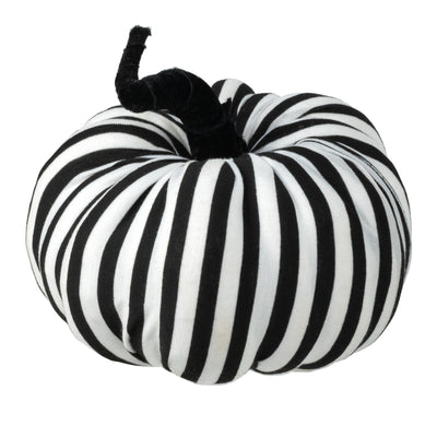 8" Stripe Fabric Pumpkin Decor: Black & White
